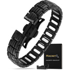 MagnetRX EllipseMAX Magnetic Bracelet for men front view in black titanium