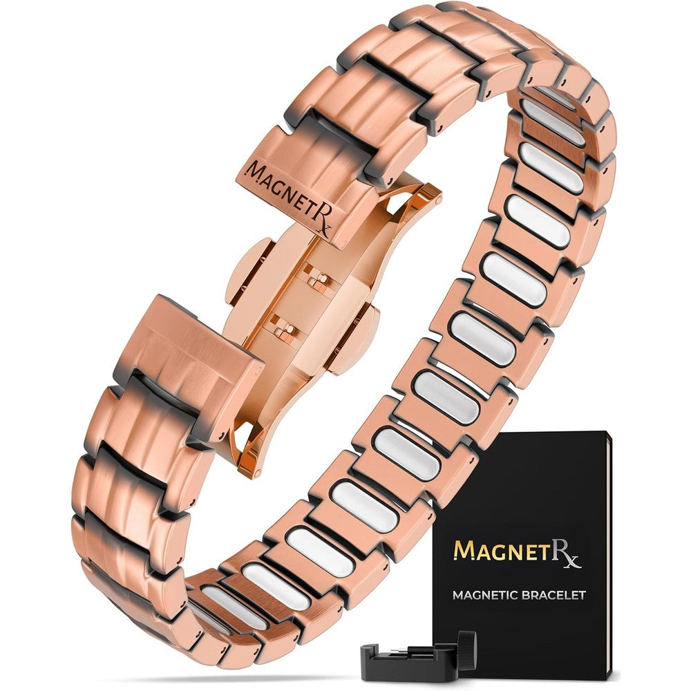 MagnetRX EllipseMAX Magnetic Copper Bracelet for men front view showing link design.