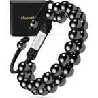 MagnetRX Magnetic Hematite Bracelet front view showcasing 8mm black beads.