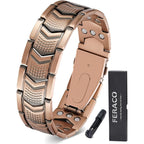 Feraco Copper Bracelet for Men front view showing 3X strength magnets.