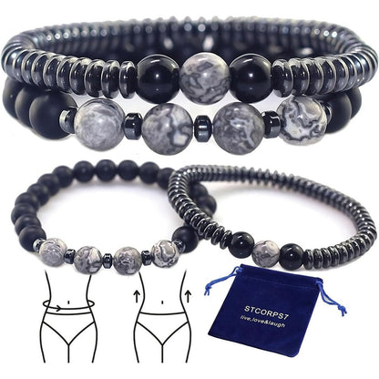 STCORPS7 Magnetic Healing Bracelet front view of black hematite beads for therapy.