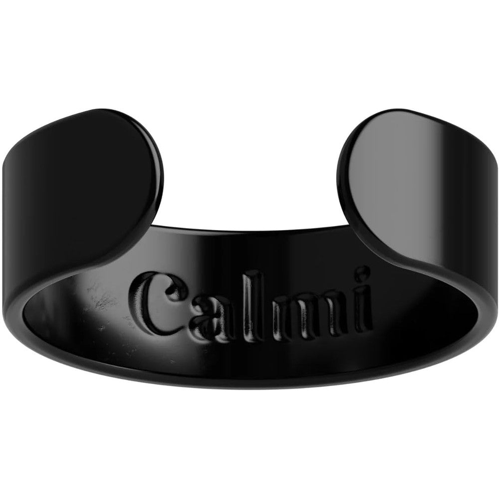 CALMI magnetic wellness ring front view black stainless steel accessory