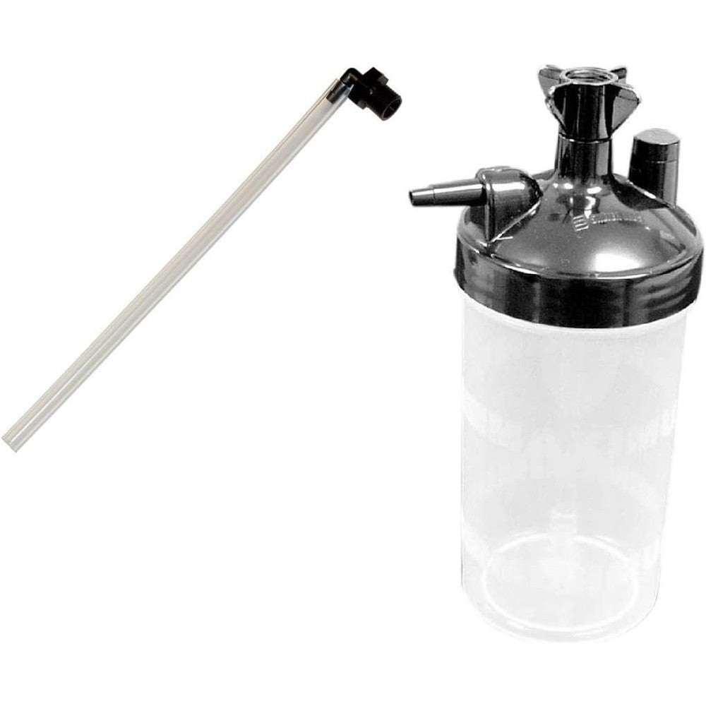 Health Line humidifier bottle and tubing connector front view
