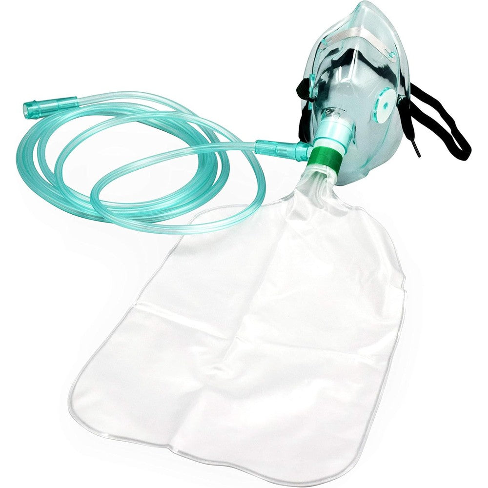 Hd Houdell adult non-rebreather oxygen mask front view with reservoir bag