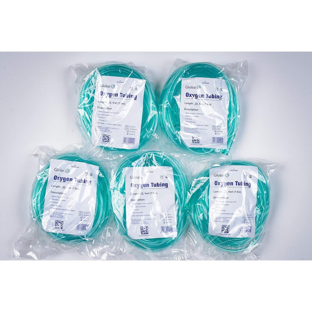 PK Grills Global Crush Resistant Oxygen Tubing 25 feet 5 pack green medical tubing.
