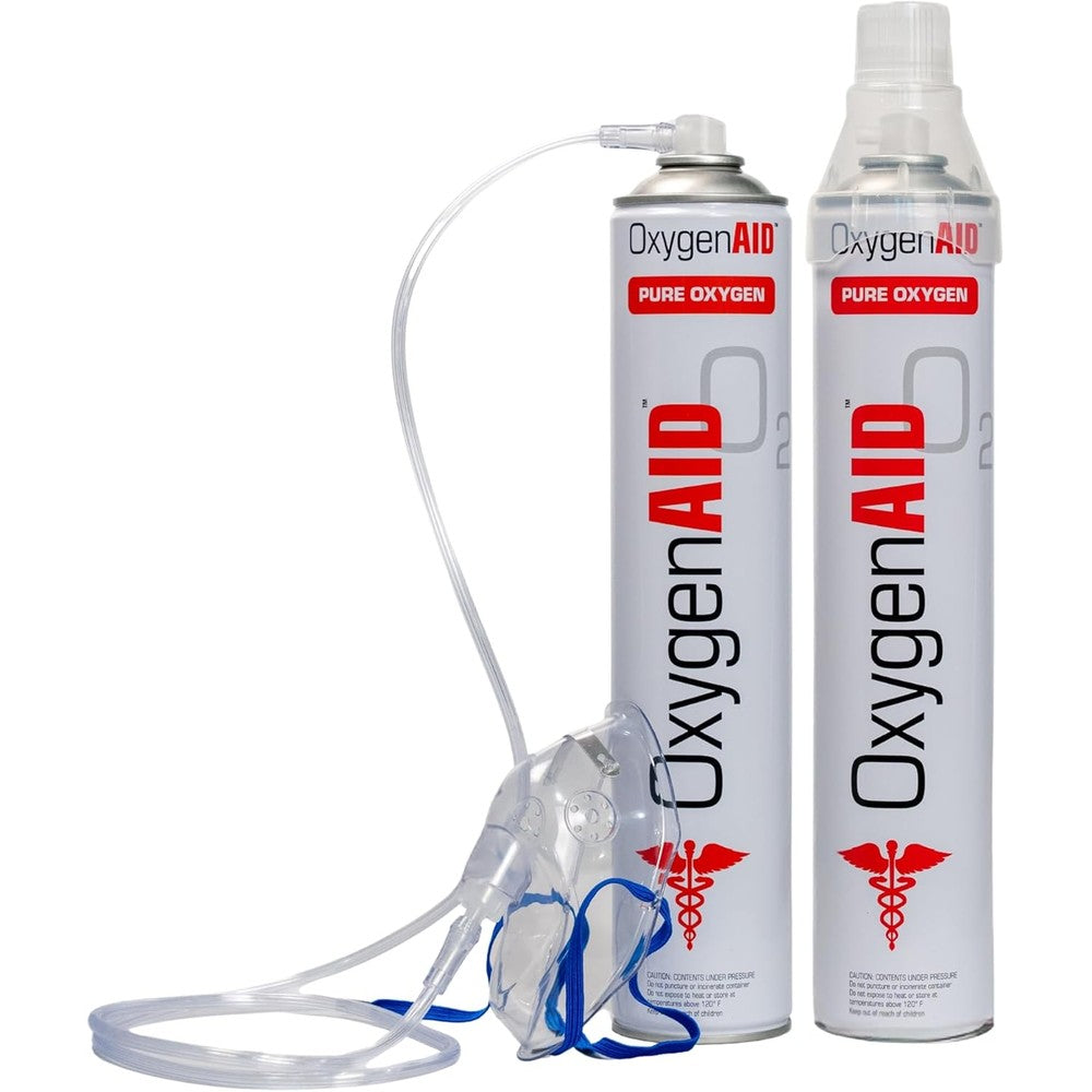 Surginatal Oxygen Aid 99.5% pure oxygen canisters front view for sports recovery