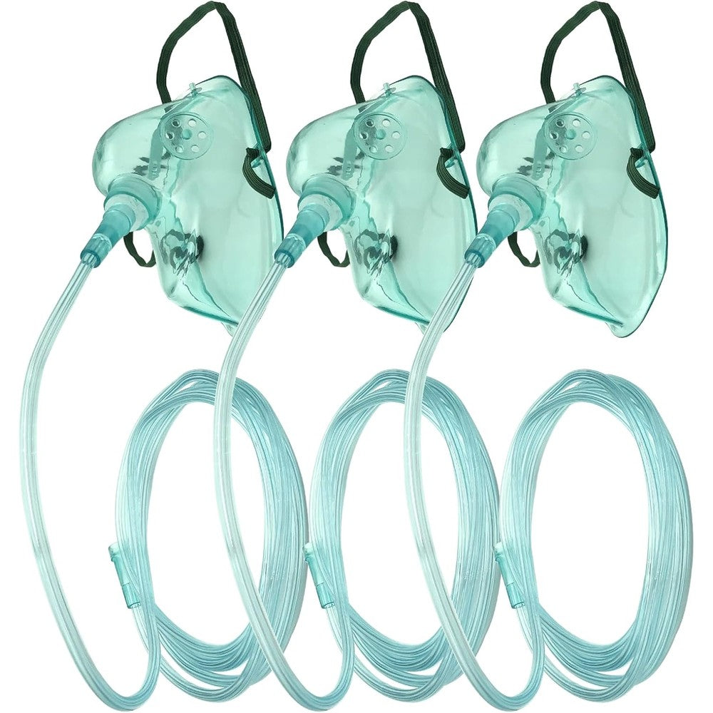 DWCHECK 3 Pack Adult Oxygen Mask front view medical grade respiratory supply
