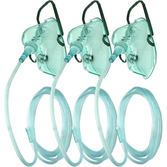 DWCHECK 3 Pack Adult Oxygen Mask front view medical grade respiratory supply