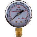 SÃœA High Pressure Gauge for Oxygen Regulator front view 0-4000 PSI