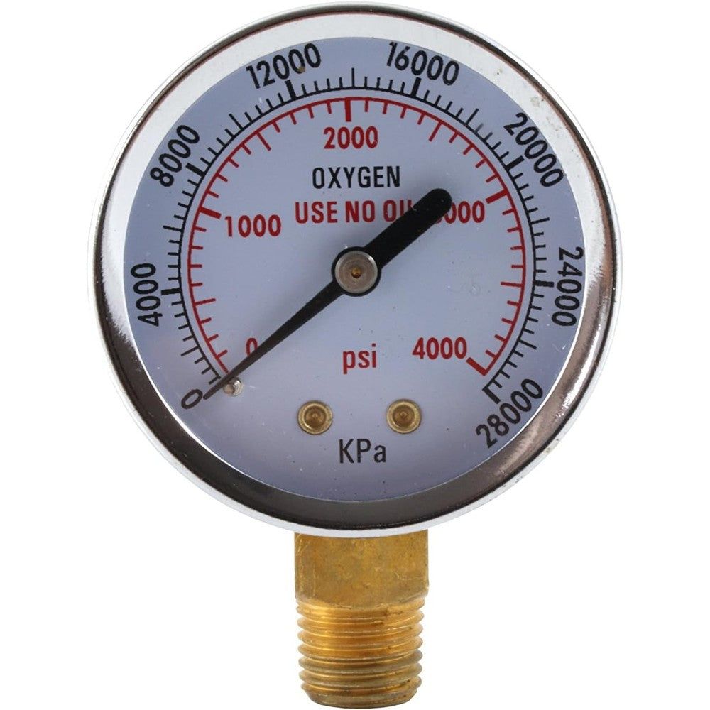 SÃœA High Pressure Gauge for Oxygen Regulator front view 0-4000 PSI