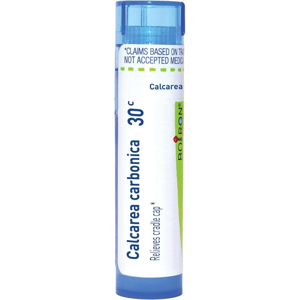 Boiron Calcarea Carbonica 30C front view of homeopathic cradle cap relief tube