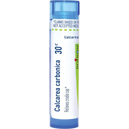 Boiron Calcarea Carbonica 30C front view of homeopathic cradle cap relief tube