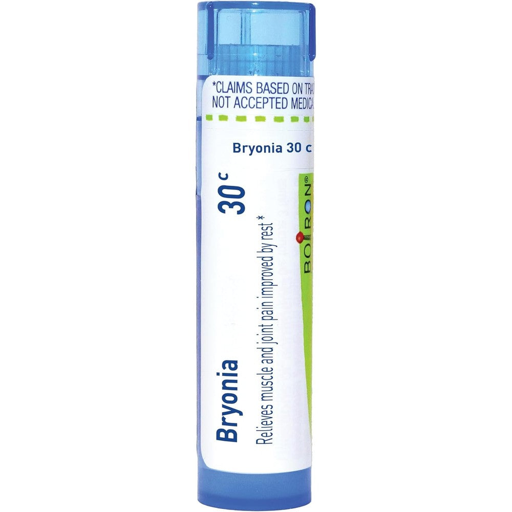 Boiron Bryonia Alba 30C homeopathic medicine tube front view for natural joint pain relief