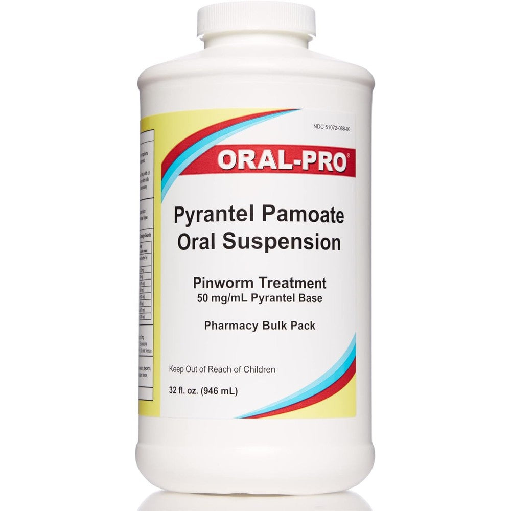 Oral-Pro Pyrantel Pamoate Oral Suspension 32 ounce bottle front view for pinworm treatment.