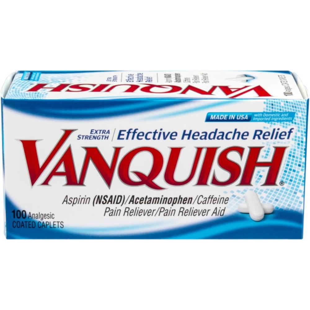 Vanquish Extra Strength Headache Relief 100 caplets front packaging view