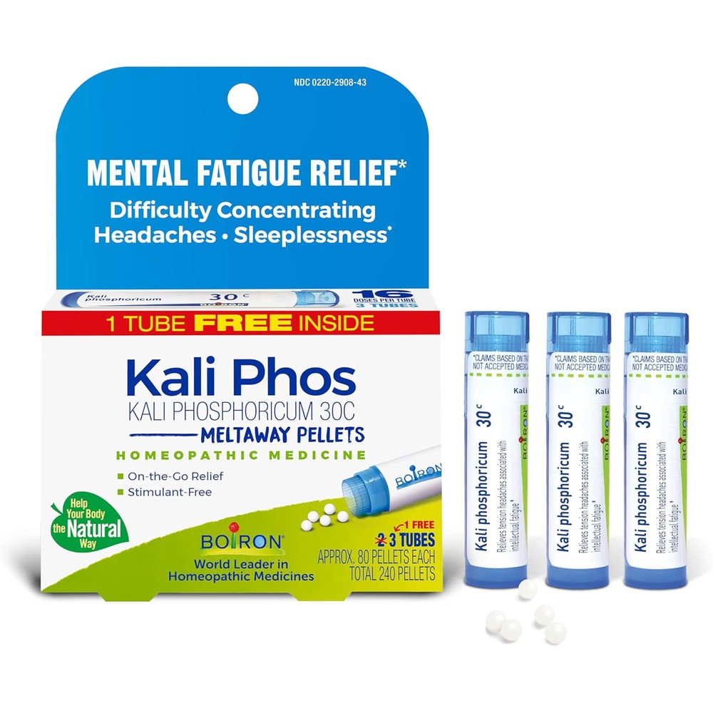 Boiron Kali Phosphoricum 30C front view packaging for mental fatigue relief
