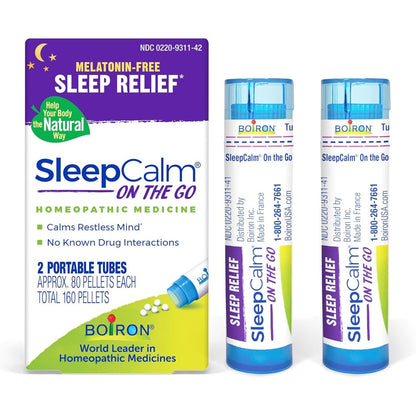 Boiron SleepCalm On The Go 2 pack front view melatonin free sleep aid
