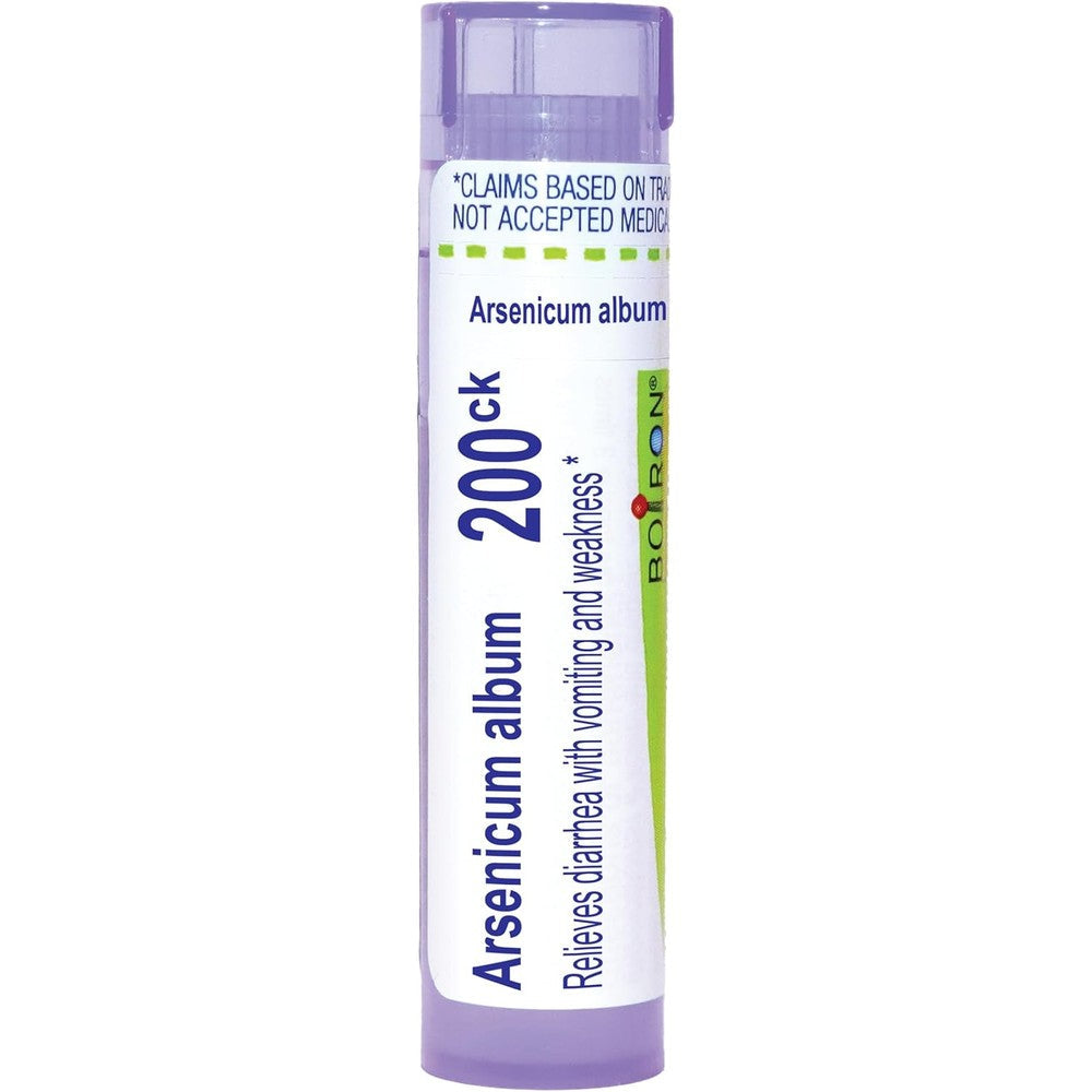 Boiron Arsenicum Album 200Ck front view tube for food poisoning relief.