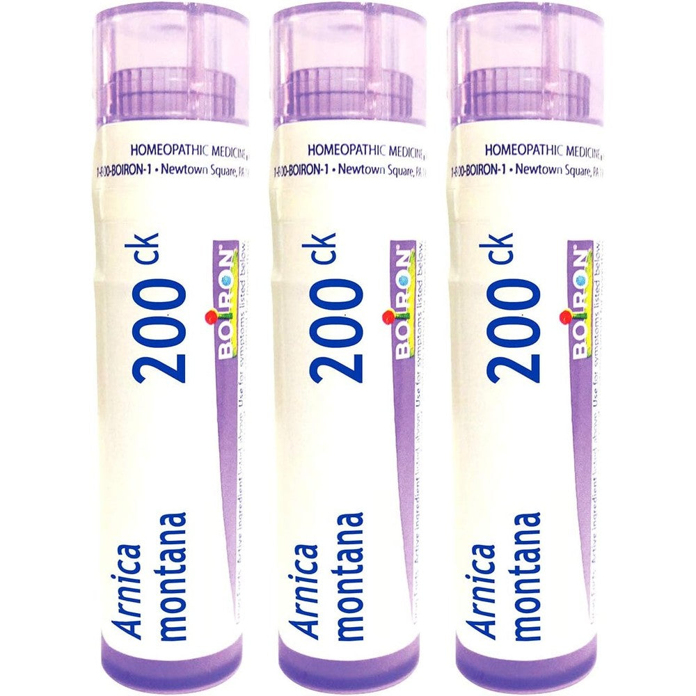 Boiron Arnica Montana 200Ck pack of 3 front view homeopathic pain relief.