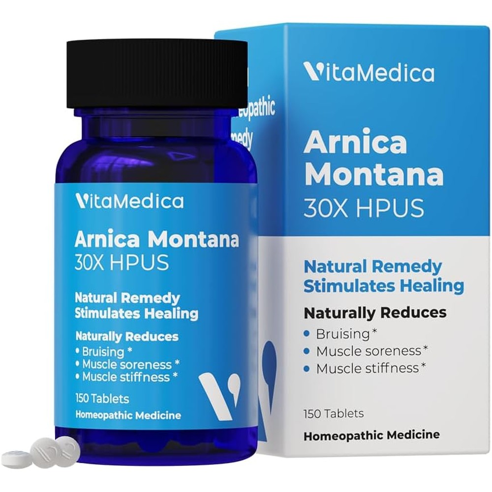 VitaMedica Arnica Montana 30X tablets front bottle view for post-surgery recovery.