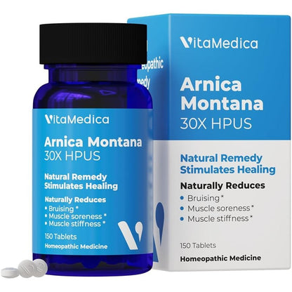 VitaMedica Arnica Montana 30X tablets front bottle view for post-surgery recovery.