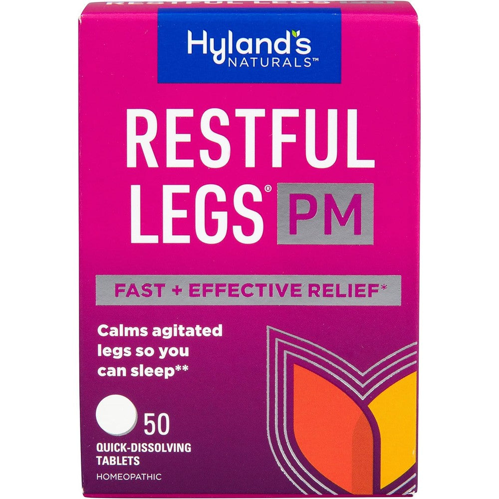 Hyland's Restful Legs PM 50 tablets front box view for restless leg relief
