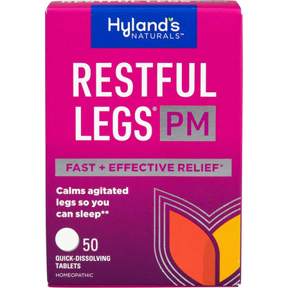 Hyland's Restful Legs PM 50 tablets front box view for restless leg relief