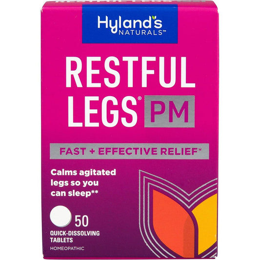 Hyland's Restful Legs PM 50 tablets front box view for restless leg relief