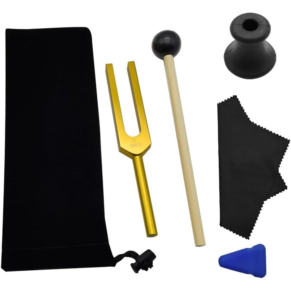 Beuiouer 963 Hz tuning fork set front view for chakra sound therapy.