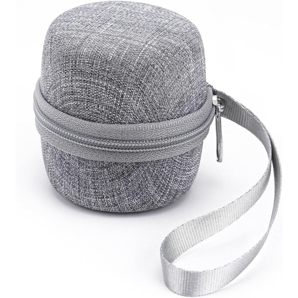 Dreamegg portable travel case for D30 white noise machine front view showing grey hard shell design