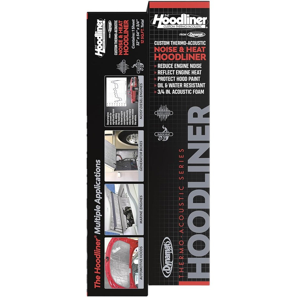 Dynamat 11905 Hoodliner front view showing reflective aluminum surface for car soundproofing.