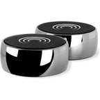 Solu NOW Tone Therapy System meditation speakers front view showcasing premium metallic finish.