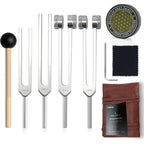 RUIYIZIXIN tuning forks healing set front view in leather case for sound therapy