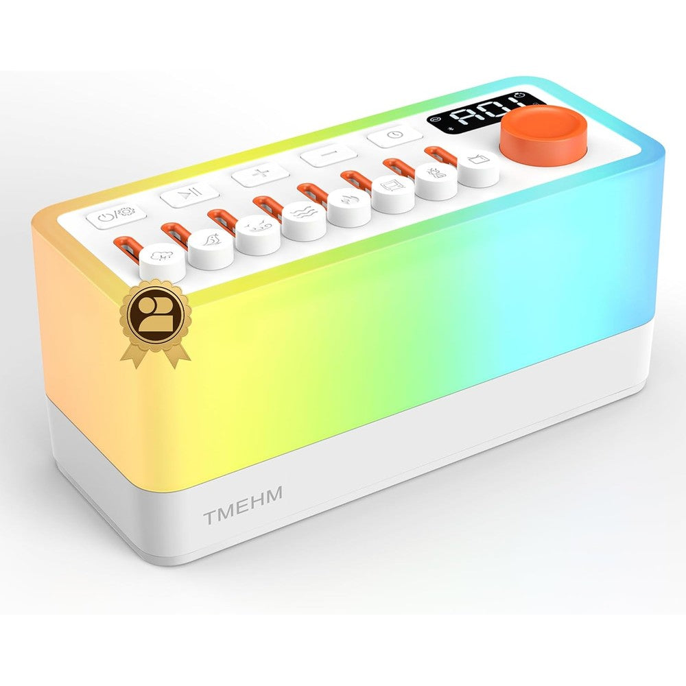 TMEHM 3-in-1 sleep sound machine front view showing compact design and speaker mesh.