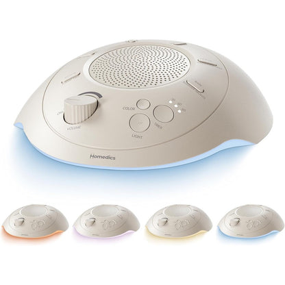 Homedics premium sleep better portable sound machine cream front view showing control panel buttons