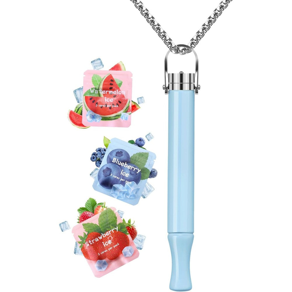 ASTOFLI anti smoking breathing necklace front view premium stainless steel anxiety relief pendant
