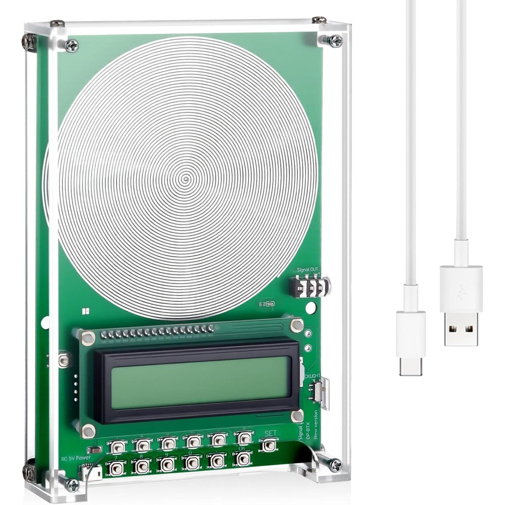 Relaxweex Schumann resonance generator front view showing the printed circuit board assembly inside its transparent protective magnetic case.