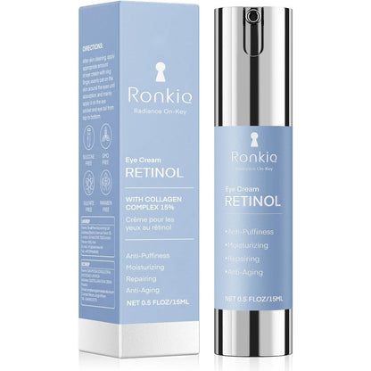 Ronkie Retinol Eye Cream front view bottle for dark circles treatment