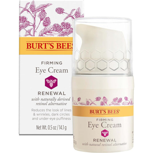 Burt's Bees Renewal Firming Eye Cream front view bottle with pump dispenser for anti aging skincare