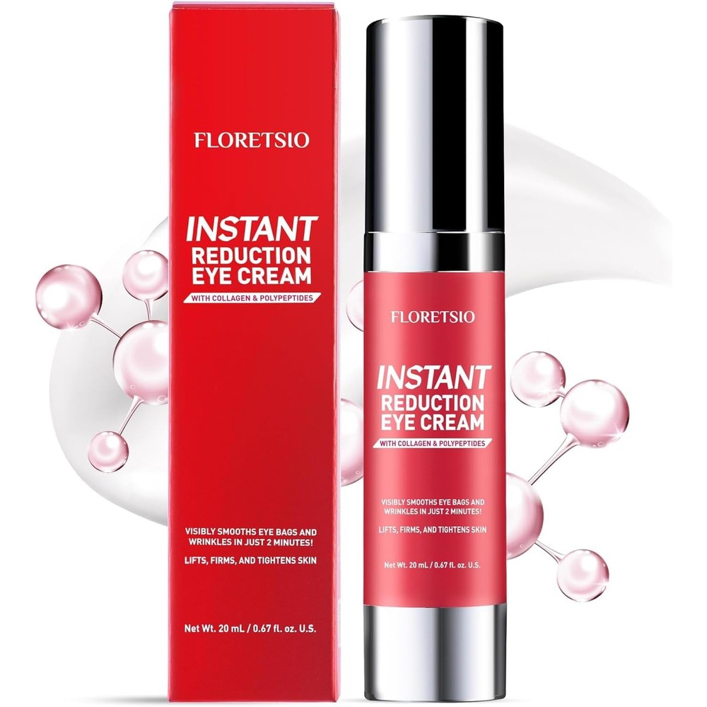 Floretsio Instant Reduction Eye Cream red and silver container front view
