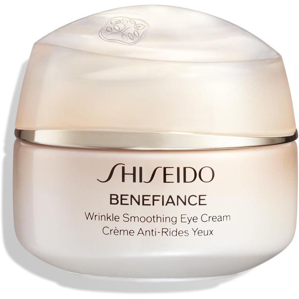 Shiseido Benefiance Wrinkle Smoothing Eye Cream front view jar for anti aging treatment