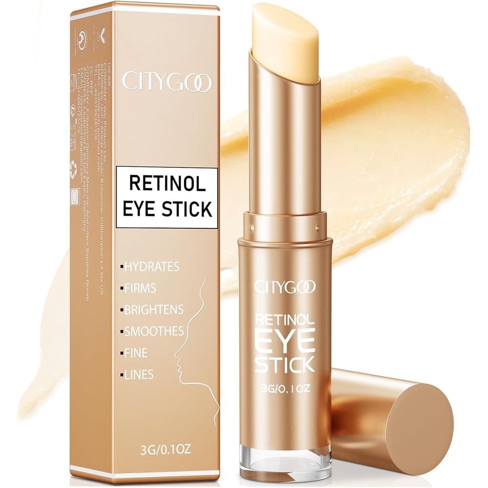 CITYGOO Retinol Eye Stick front view of matte gold container for dark circles