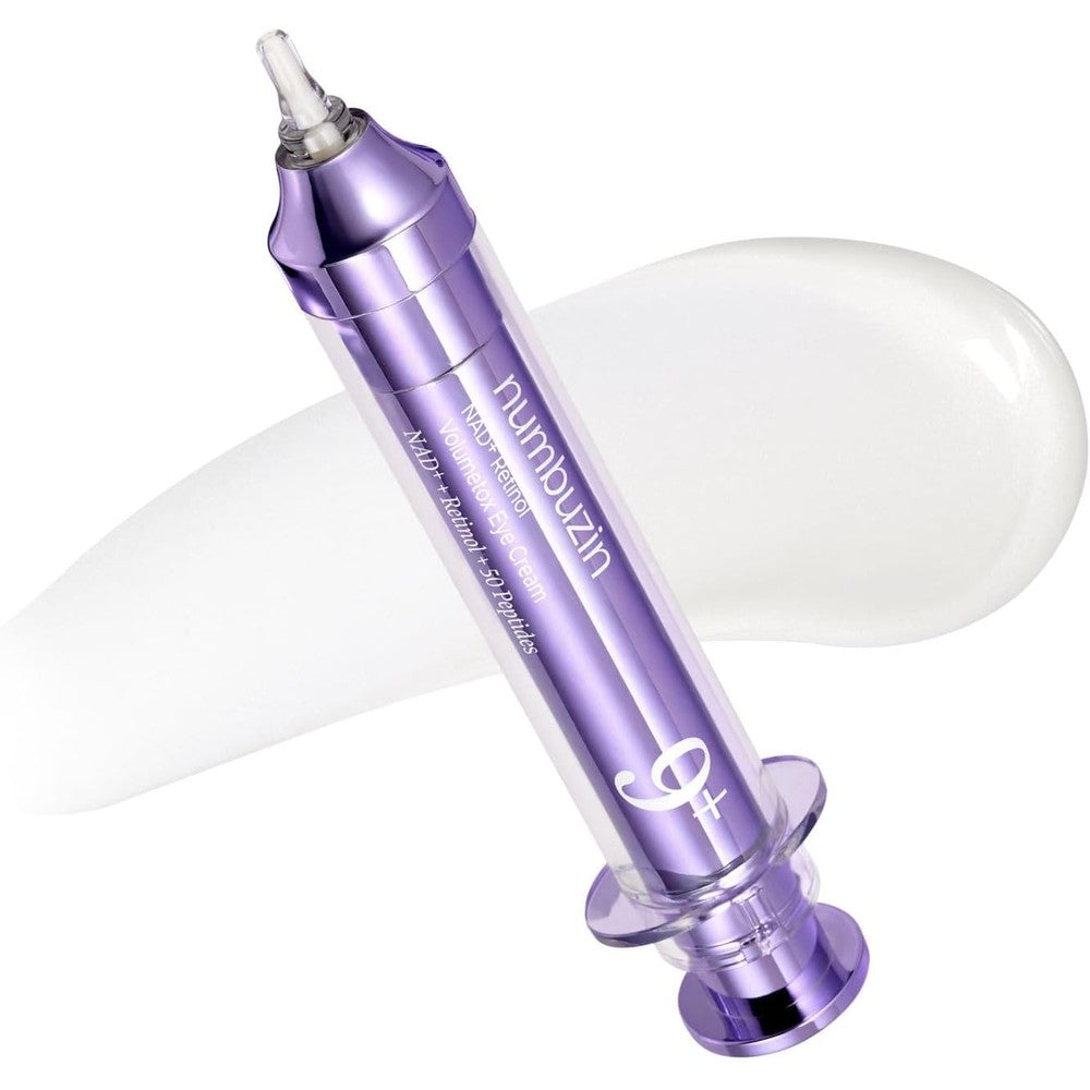 Numbuzin Number Nine NAD Plus Retinol Volumetox Eye Cream front view of the purple syringe applicator
