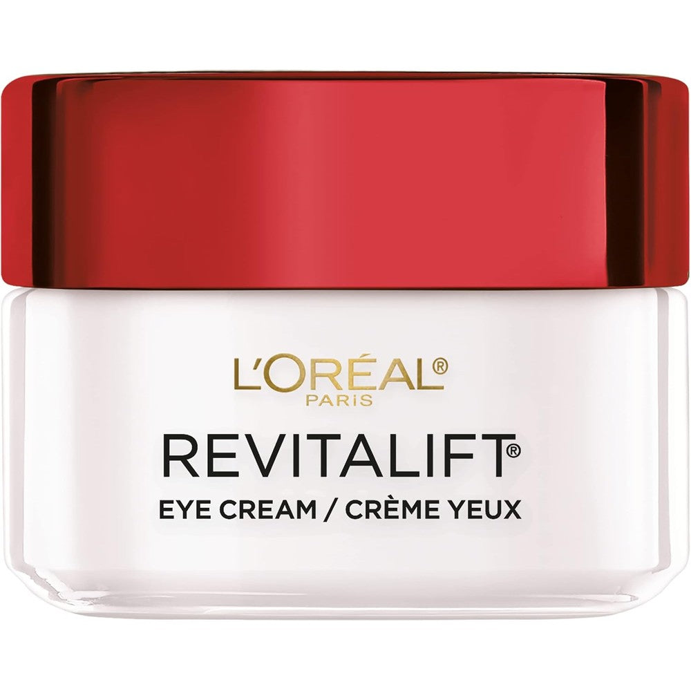 L'Oreal Paris Revitalift Anti-Wrinkle Eye Cream front view showing red lid