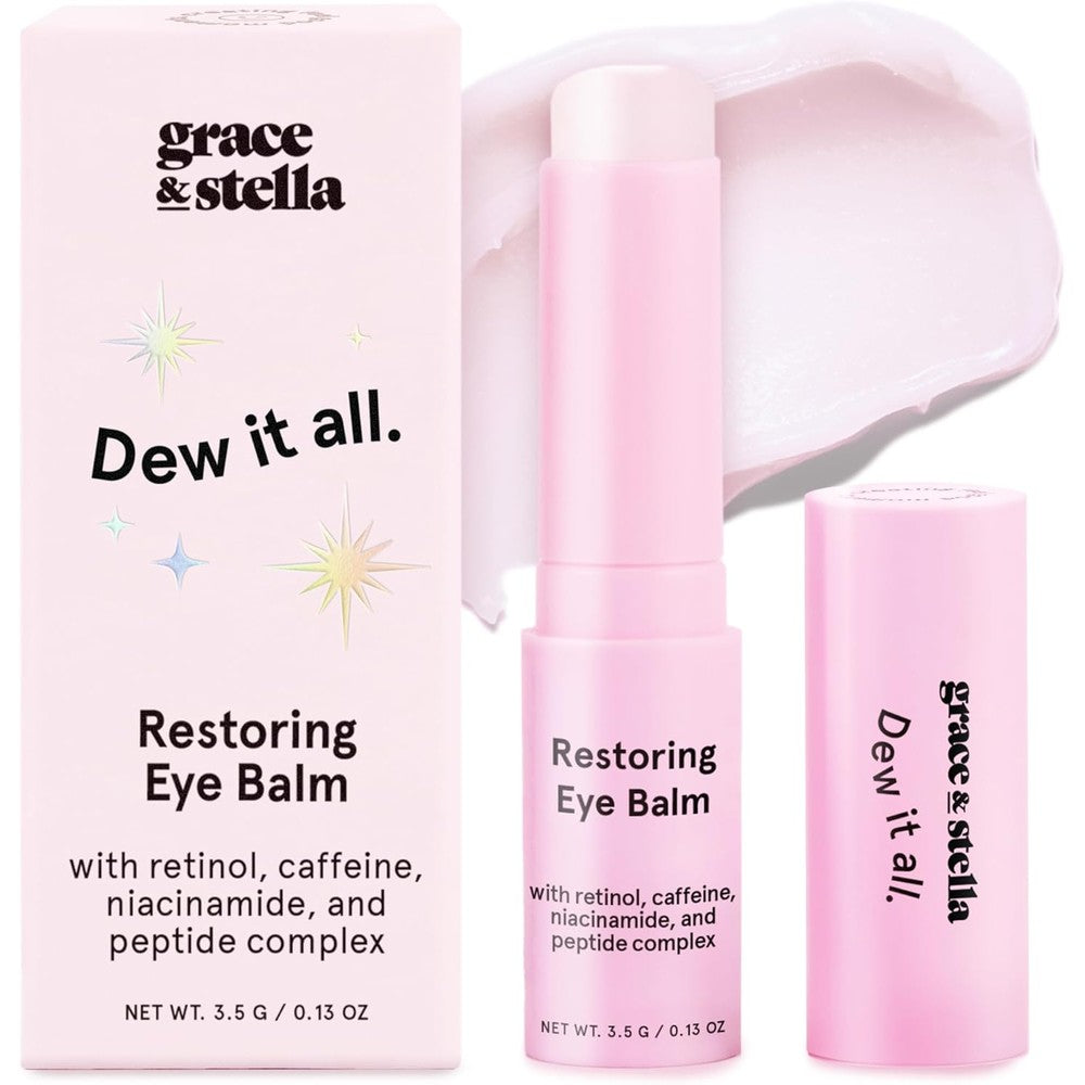 Grace And Stella Under Eye Brightener Balm Stick front view showcasing the travel size packaging