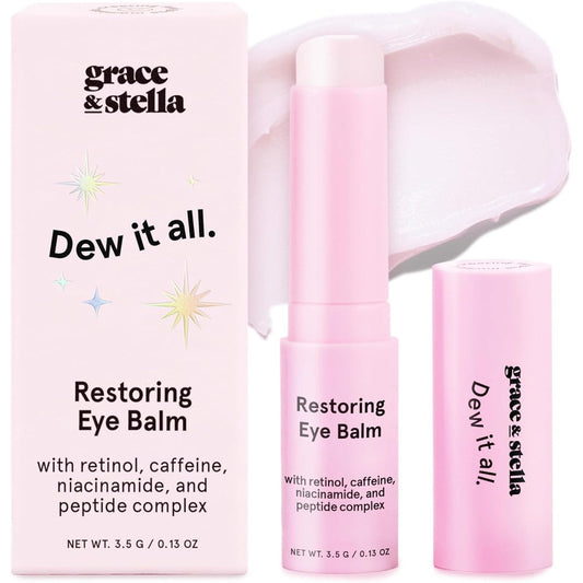 Grace And Stella Under Eye Brightener Balm Stick front view showcasing the travel size packaging