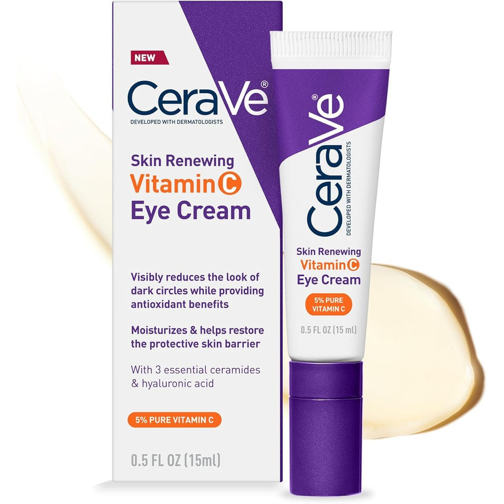 CeraVe Skin Renewing Vitamin C Eye Cream front view tube for brightening under-eye skincare