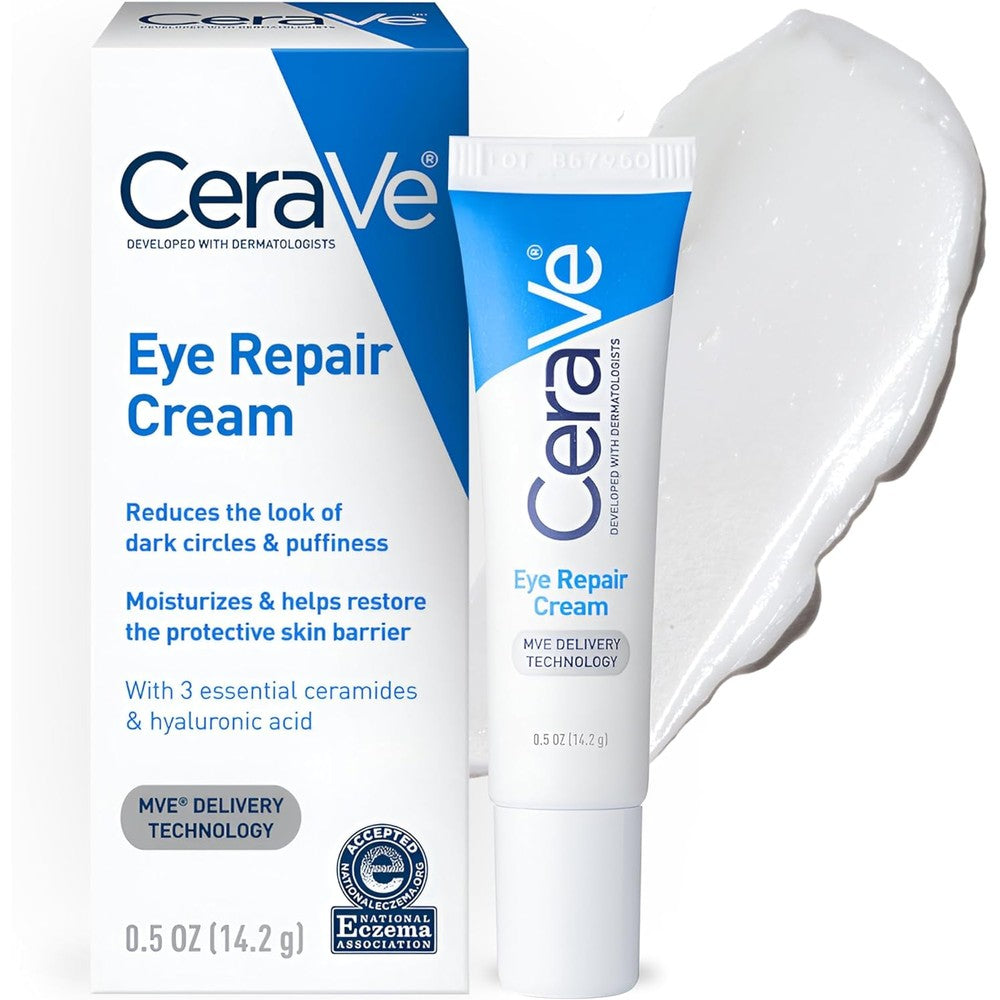 CeraVe Eye Repair Cream with hyaluronic acid for daily skin hydration