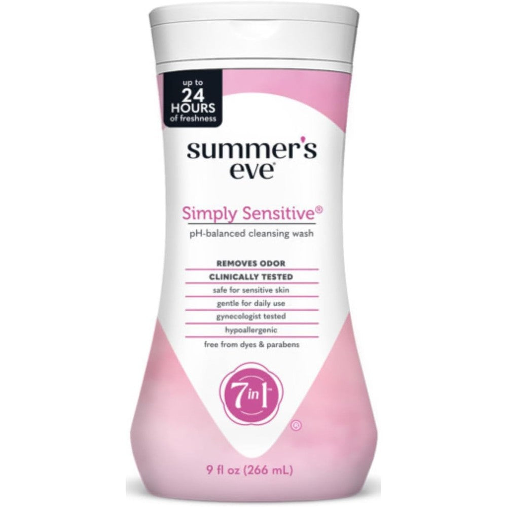 Summer's Eve Simply Sensitive Cleansing Wash 9 Ounce front view bottle