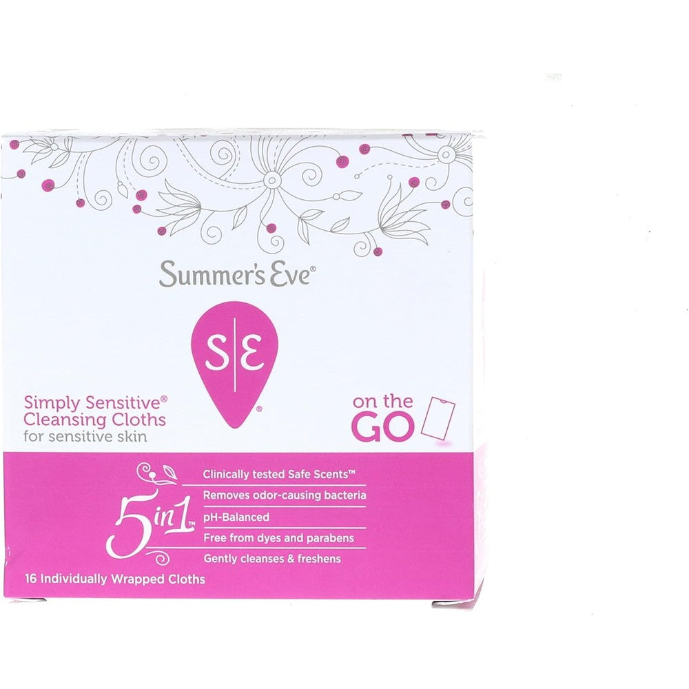 Summer's Eve Simply Sensitive Cleansing Cloth 4 pack front view imported skincare